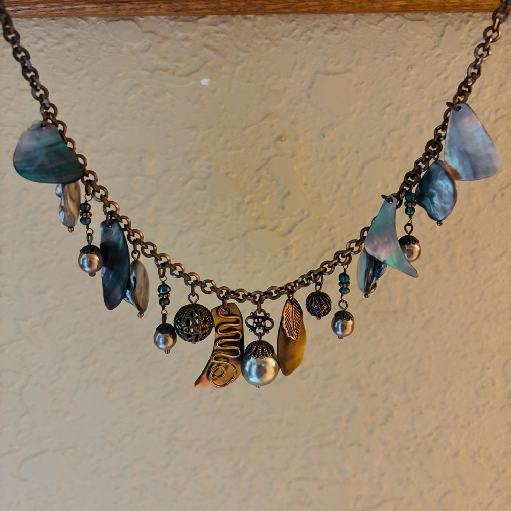 Lia Sophia Copper Toned Shell Beads Necklace